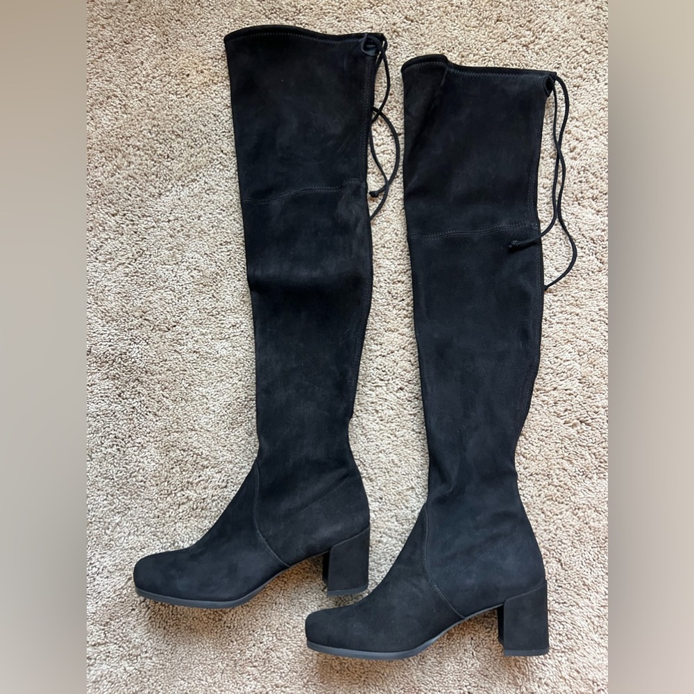 NIB Stuart Weitzman Hinterland Black Suede Over the Knee Boots Size 6.5 - Picture 2 of 11